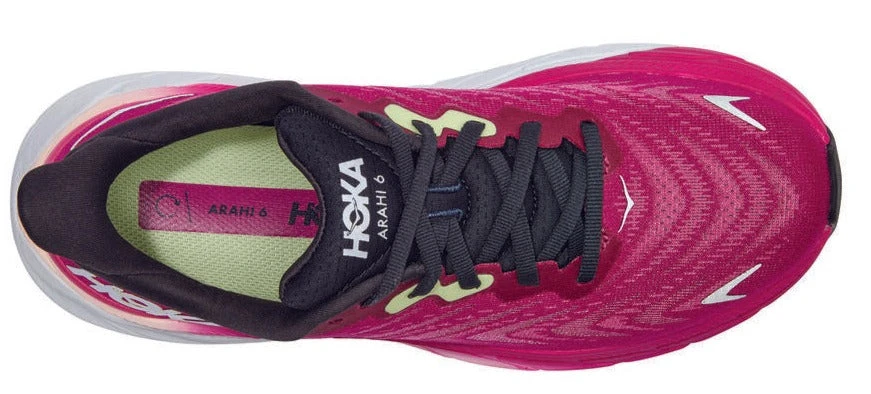 HOKA Women's Arahi 6 Wide (D) - Festival Fuchsia/Ibis Rose (1123197-FFIR) - Image 3