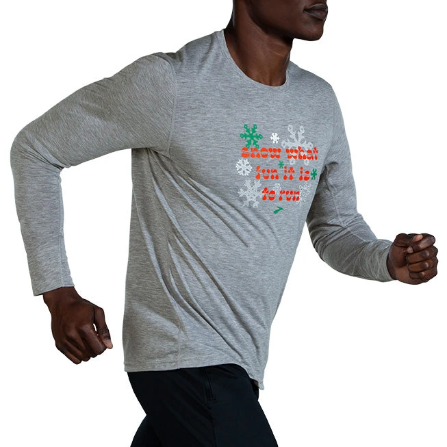 Brooks Men's Run Merry Distance Longsleeve - Heather Ash/Run Merry (211404047) - Image 3