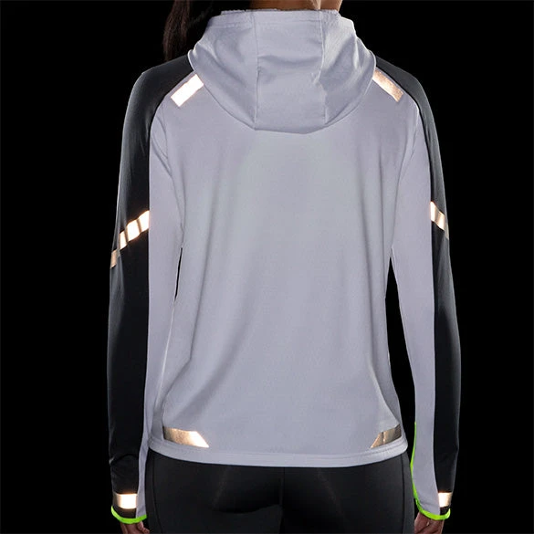 Brooks Women's Run Visible Thermal Hoodie - White/Asphalt/Nightlife (221559134) - Image 5