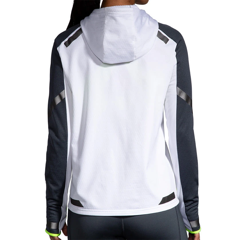 Brooks Women's Run Visible Thermal Hoodie - White/Asphalt/Nightlife (221559134) - Image 2