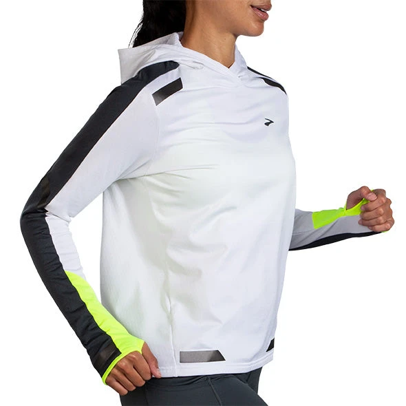 Brooks Women's Run Visible Thermal Hoodie - White/Asphalt/Nightlife (221559134) - Image 3