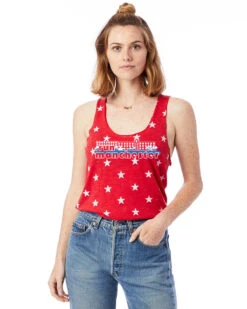 Women's Manchester Racerback Stars And Stripes Tank - Red (RUNMANCH-AA1927P-TRS)