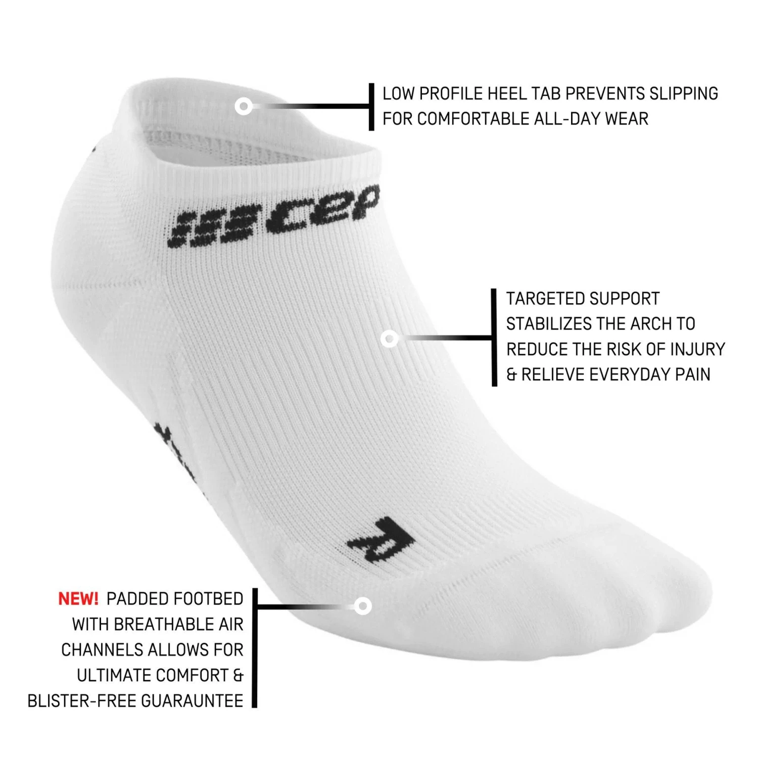 CEP Men's Compression No Show Socks 4.0 - White (WP36R) - Image 3
